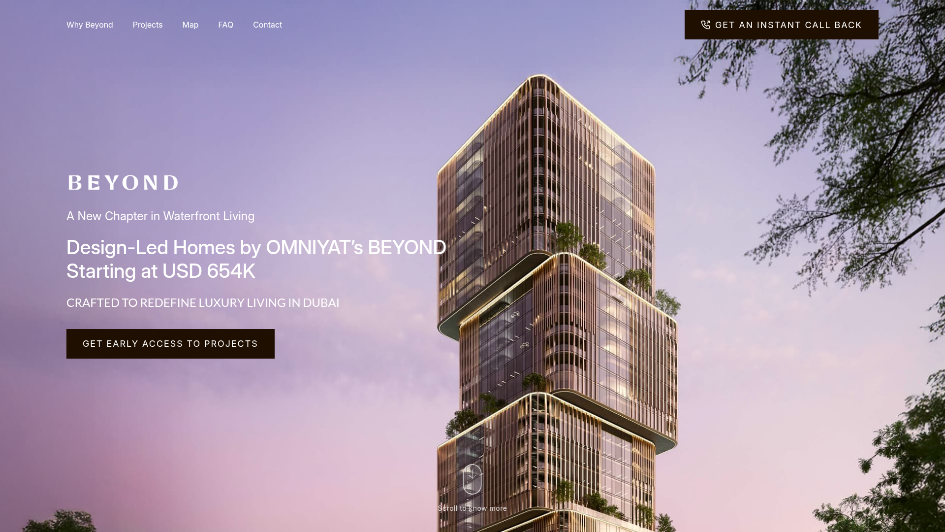 Beyond by OMNIYAT — Sales Centre — Live Real Estate Portal project by TheDigitalMarketerz