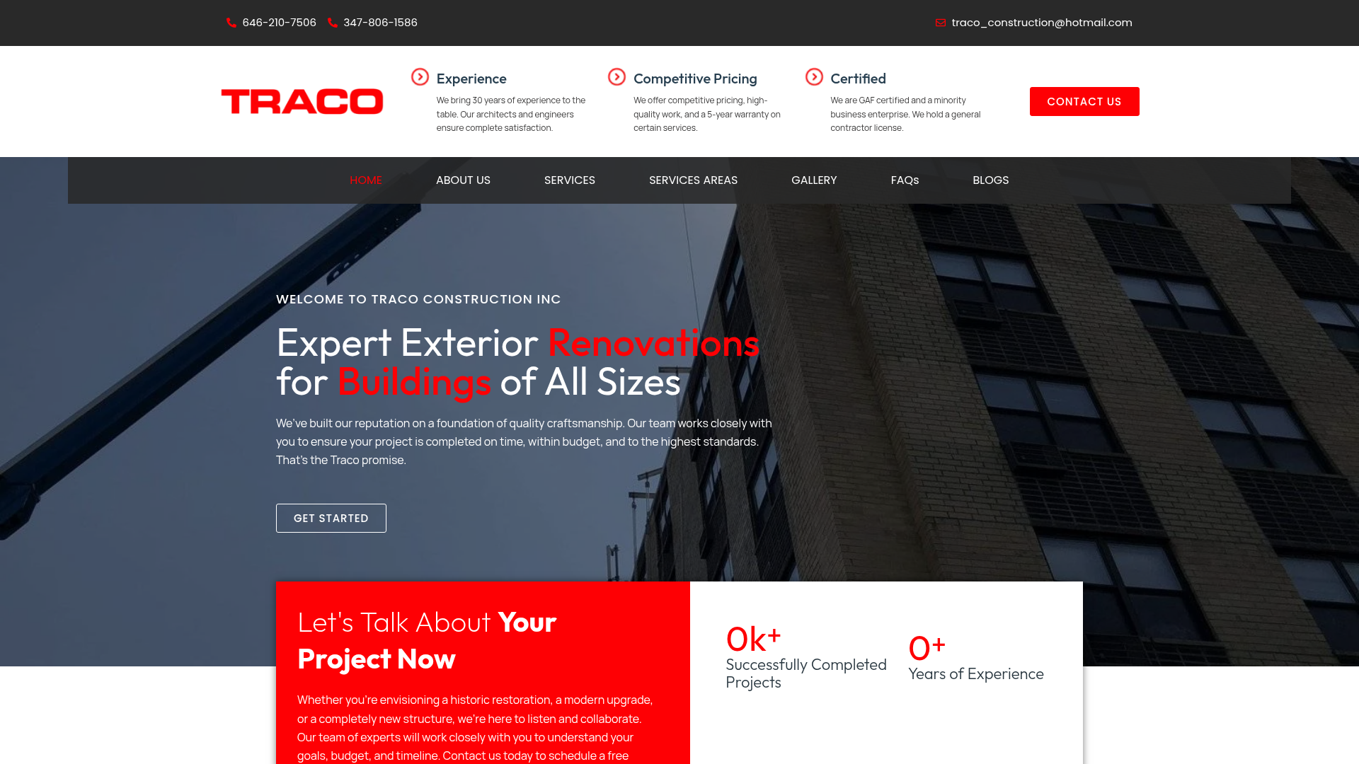 Traco Construction Inc. — tracoconstructioninc.com — Construction SEO project by TheDigitalMarketerz